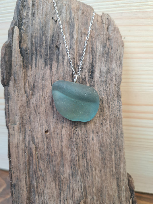 Sterling Silver Backed Sea glass Necklace