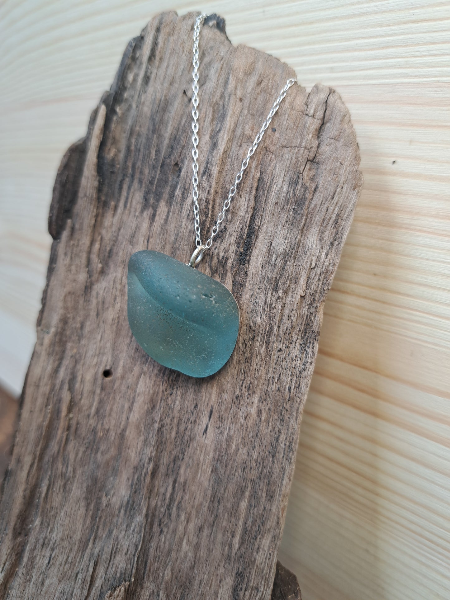 Sterling Silver Backed Sea glass Necklace