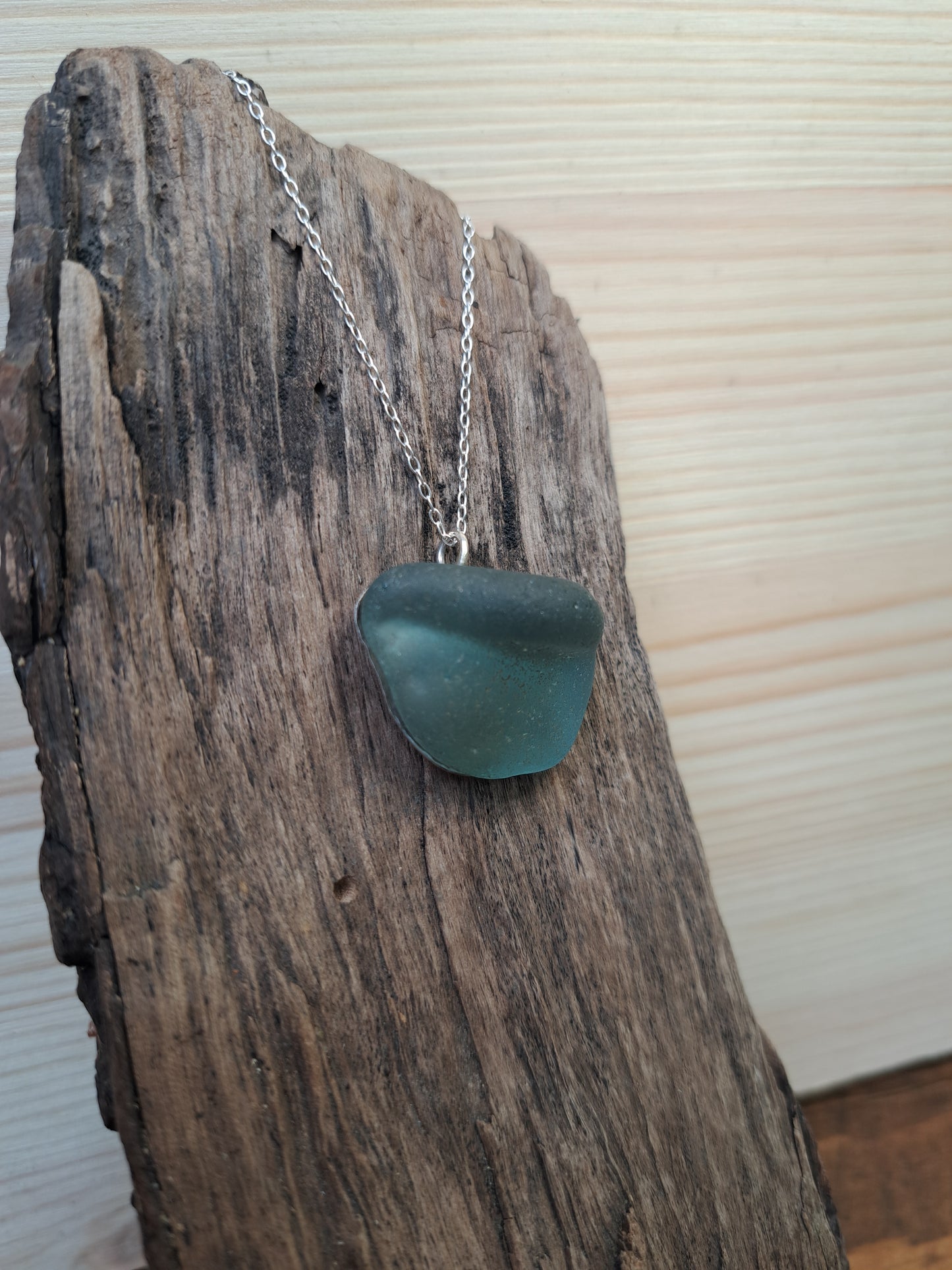 Sterling Silver Backed Sea glass Necklace