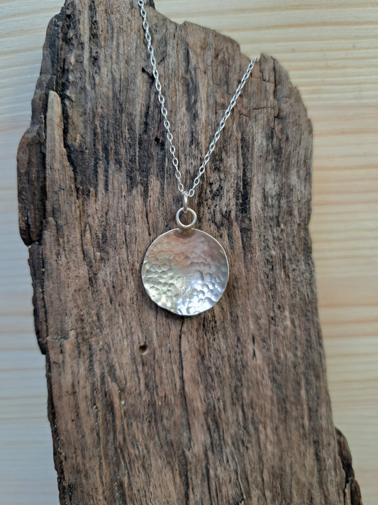 Sterling Silver Hammered Dome Necklace