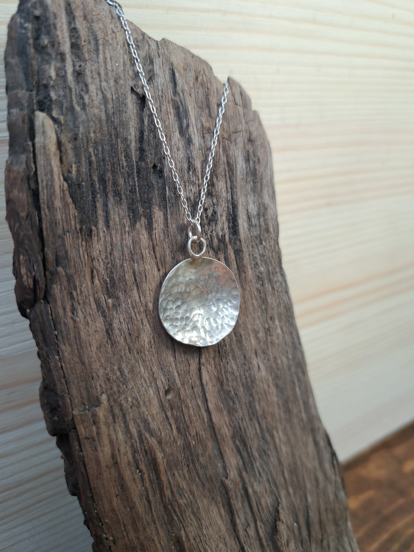 Sterling Silver Hammered Dome Necklace
