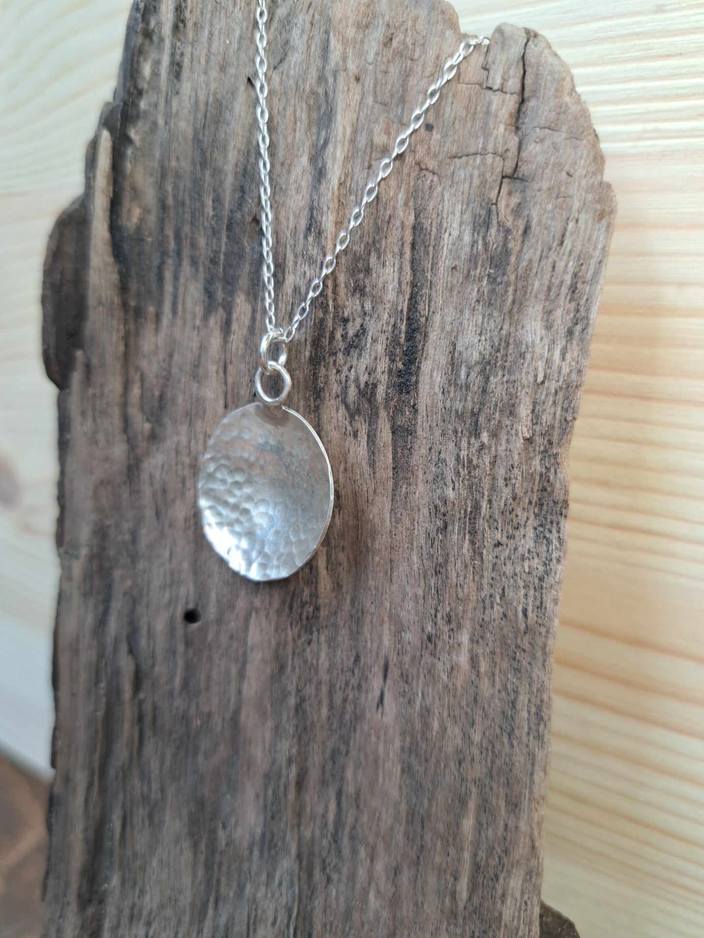 Sterling Silver Hammered Dome Necklace