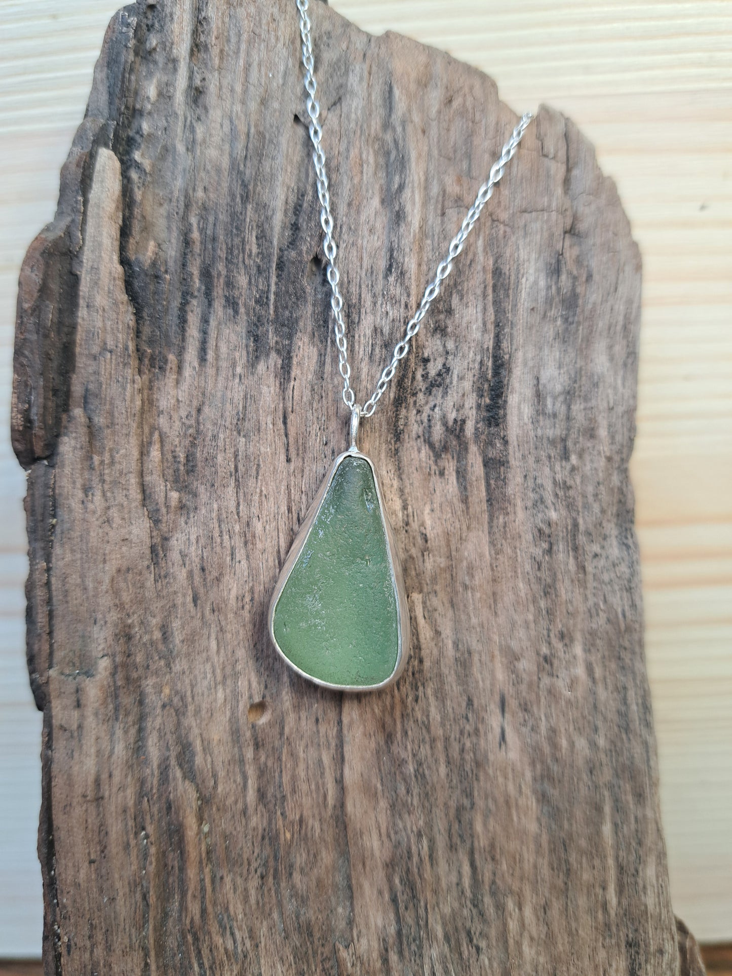 Sterling Silver Teardrop Sea Glass Necklace