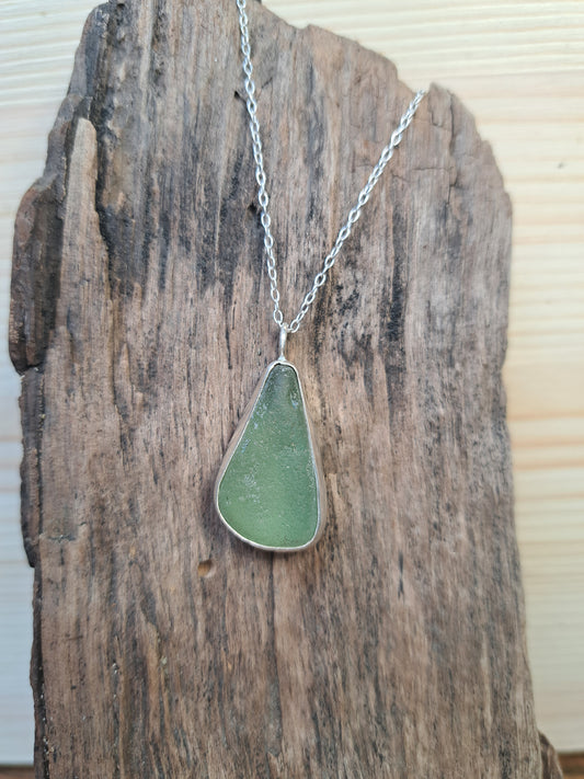 Sterling Silver Teardrop Sea Glass Necklace