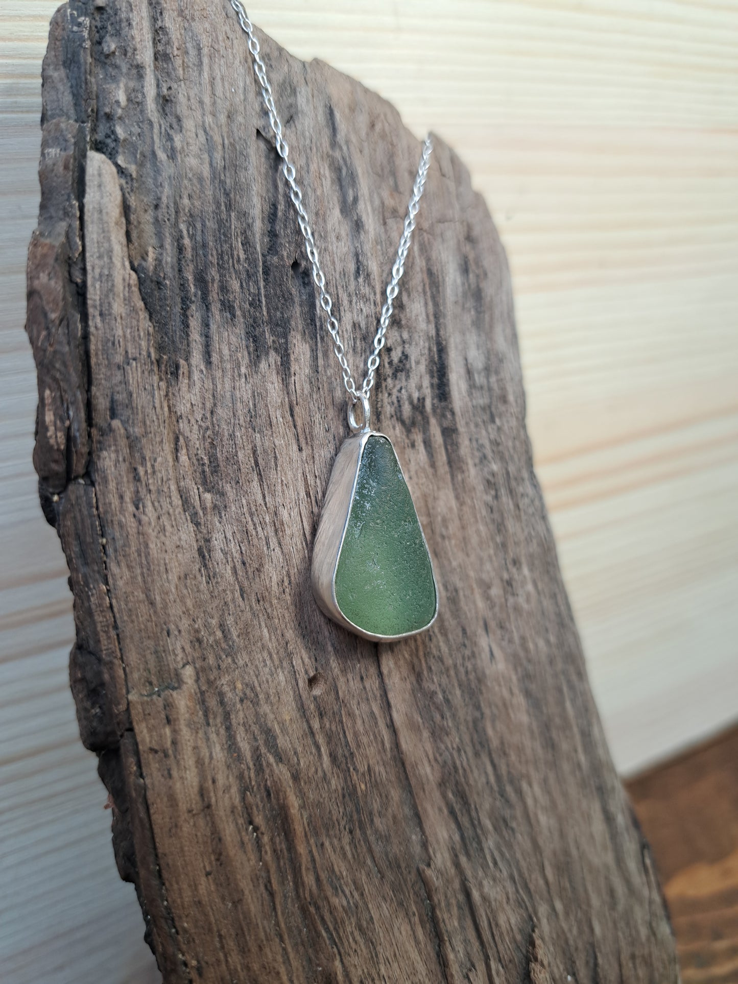 Sterling Silver Teardrop Sea Glass Necklace