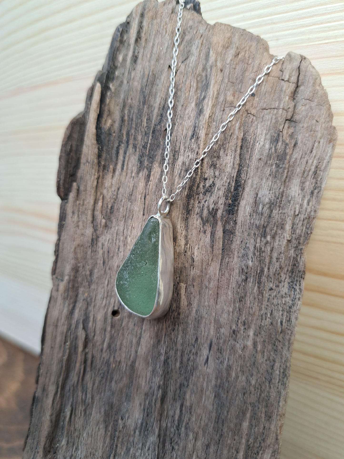 Sterling Silver Teardrop Sea Glass Necklace