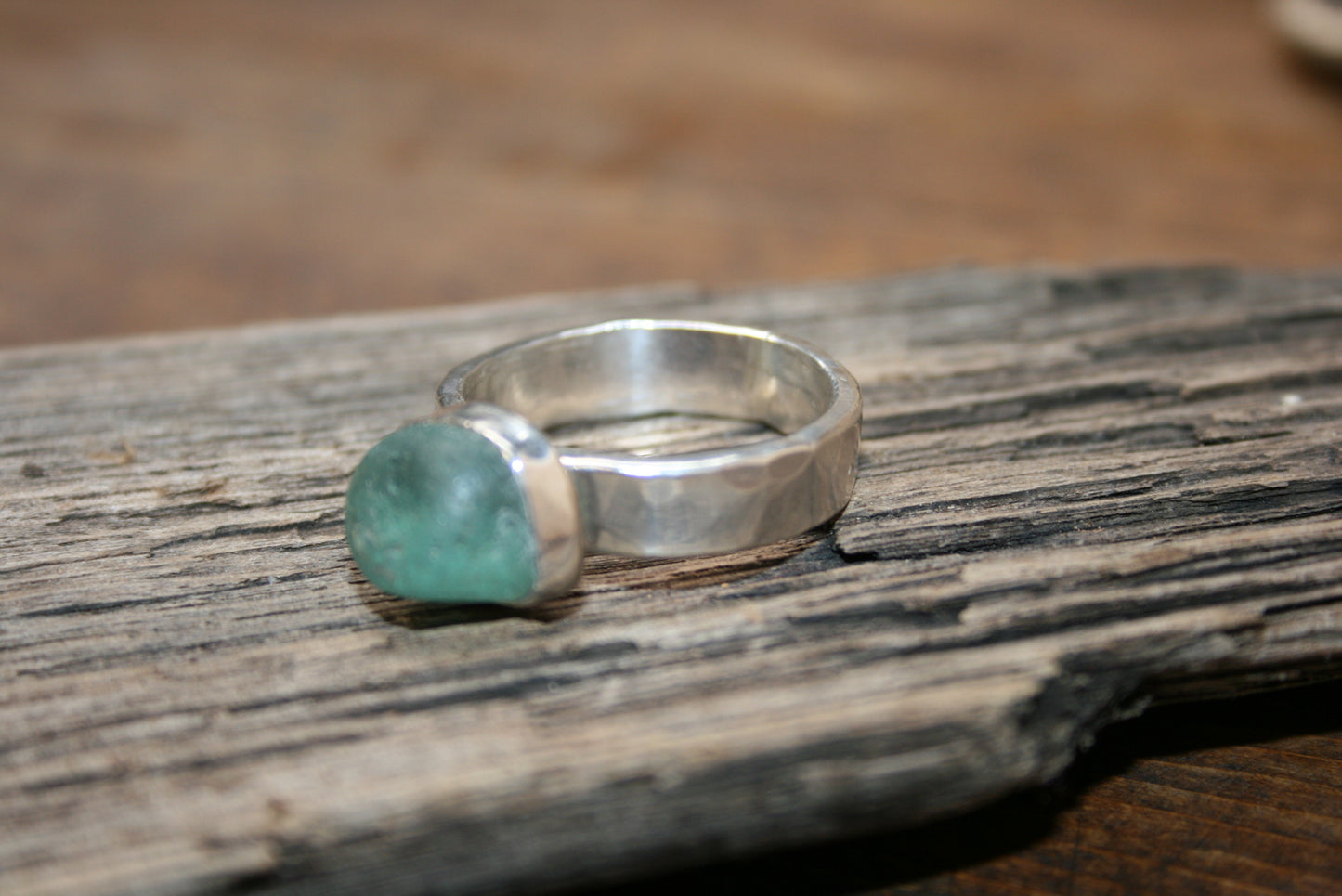 Sterling Silver Sea Glass Ring - Chunky