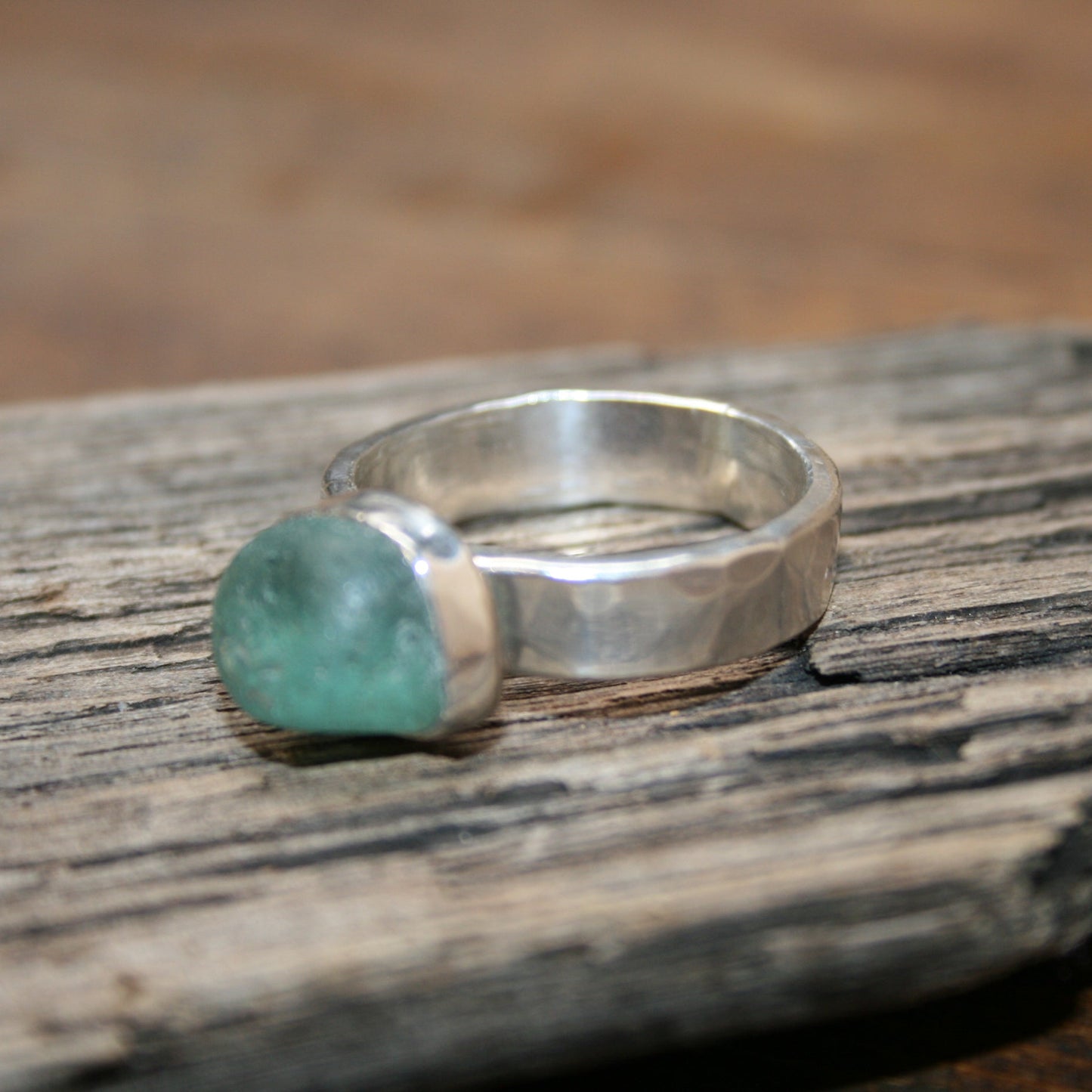 Teal Cumbria Sea Glass Chunky Ring