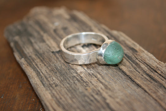 Sterling Silver Sea Glass Ring - Chunky