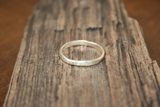 Flat Hammered Sterling Silver Stacker Ring