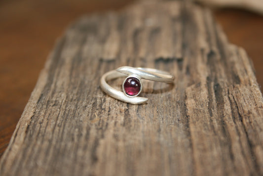 Sterling Silver Garnet Ring Bypass Shank