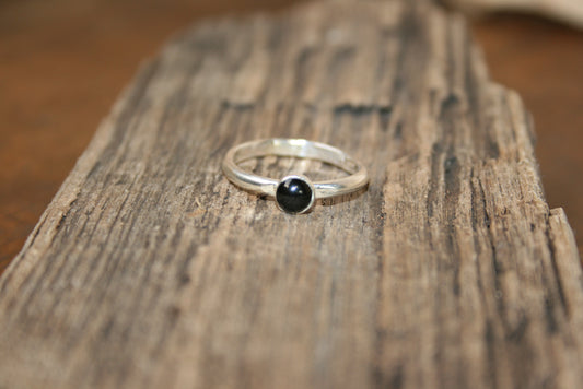 Sterling Silver Half Round Onyx Ring