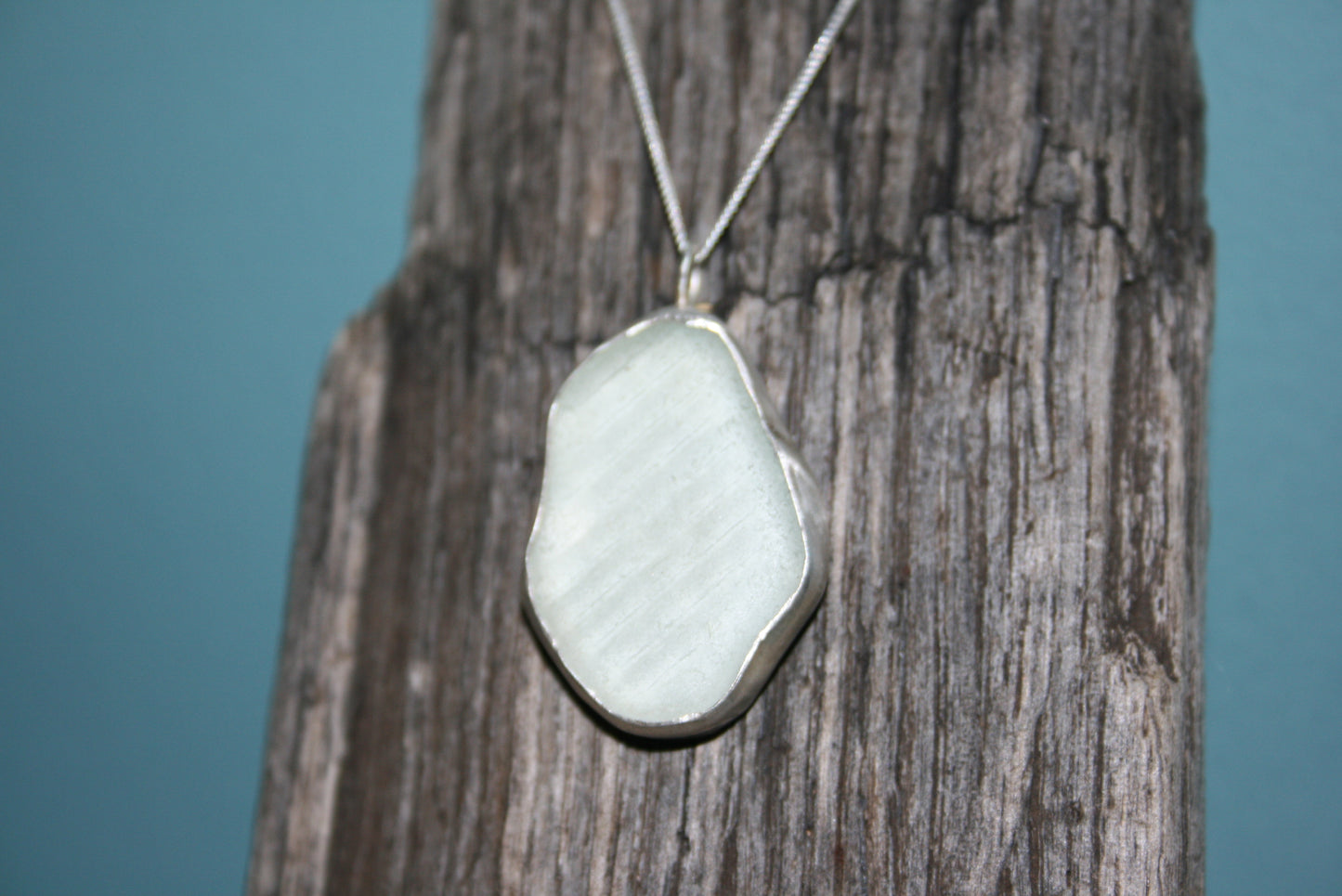 Ribbed Cumbria Sea Glass & Silver Necklace