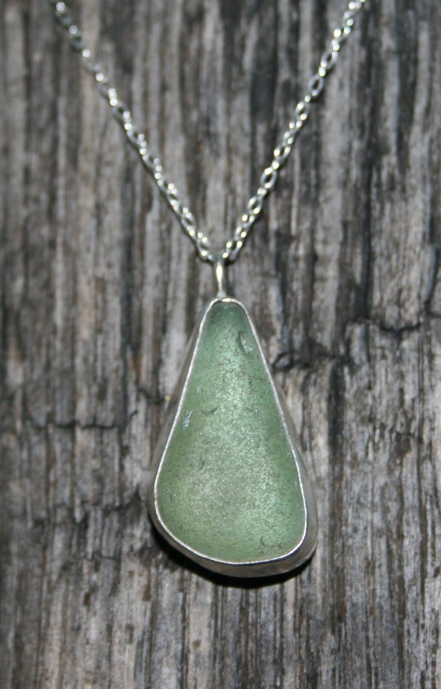 Sea Foam Cumbria Sea Glass Silver Teardrop Necklace