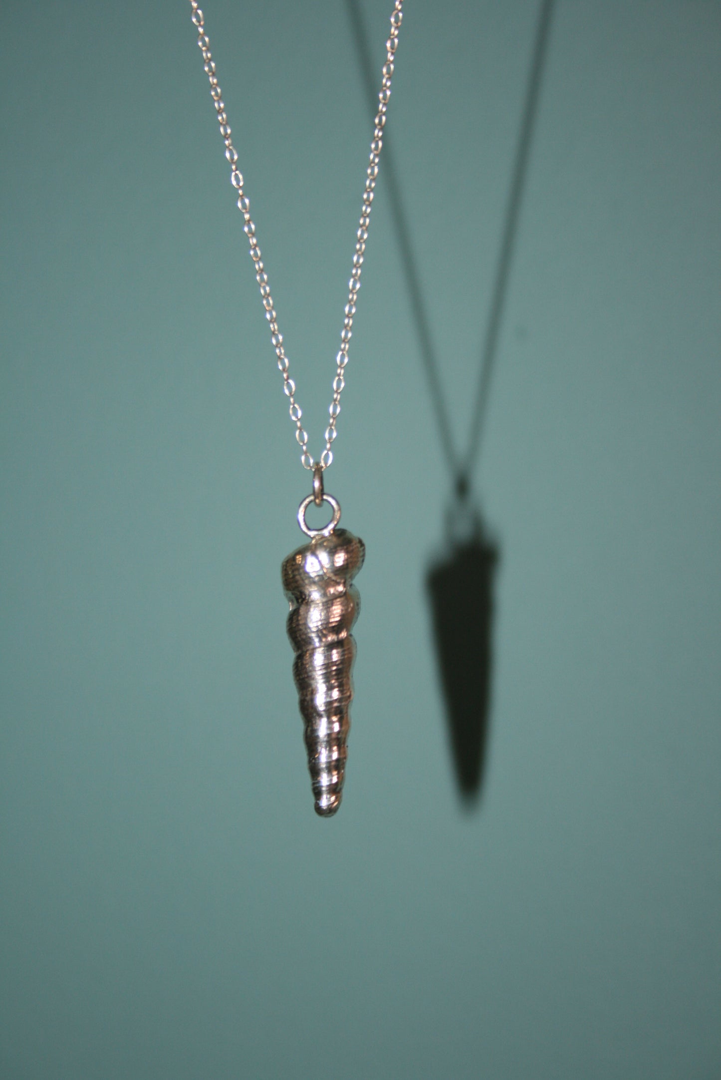 Sterling Silver Wentletrap Shell Necklace - Sand Cast