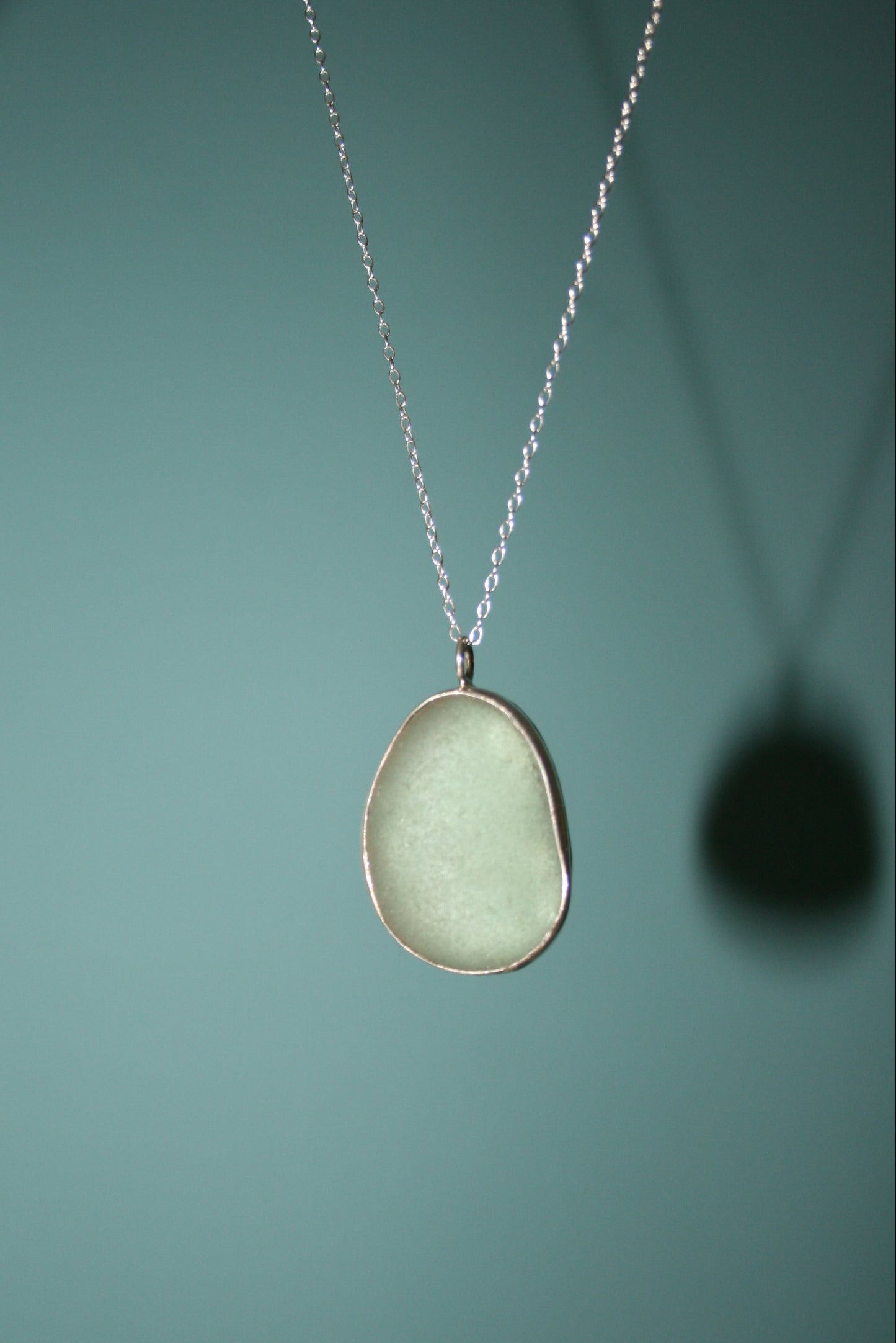 Seafoam Green Sea Glass Bezel Necklace