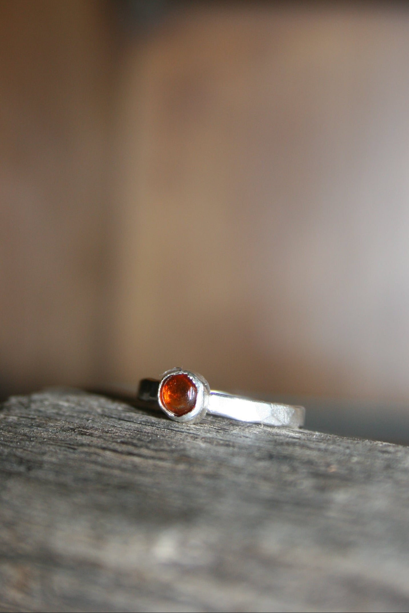 Sterling Silver Amber Ring – UK N