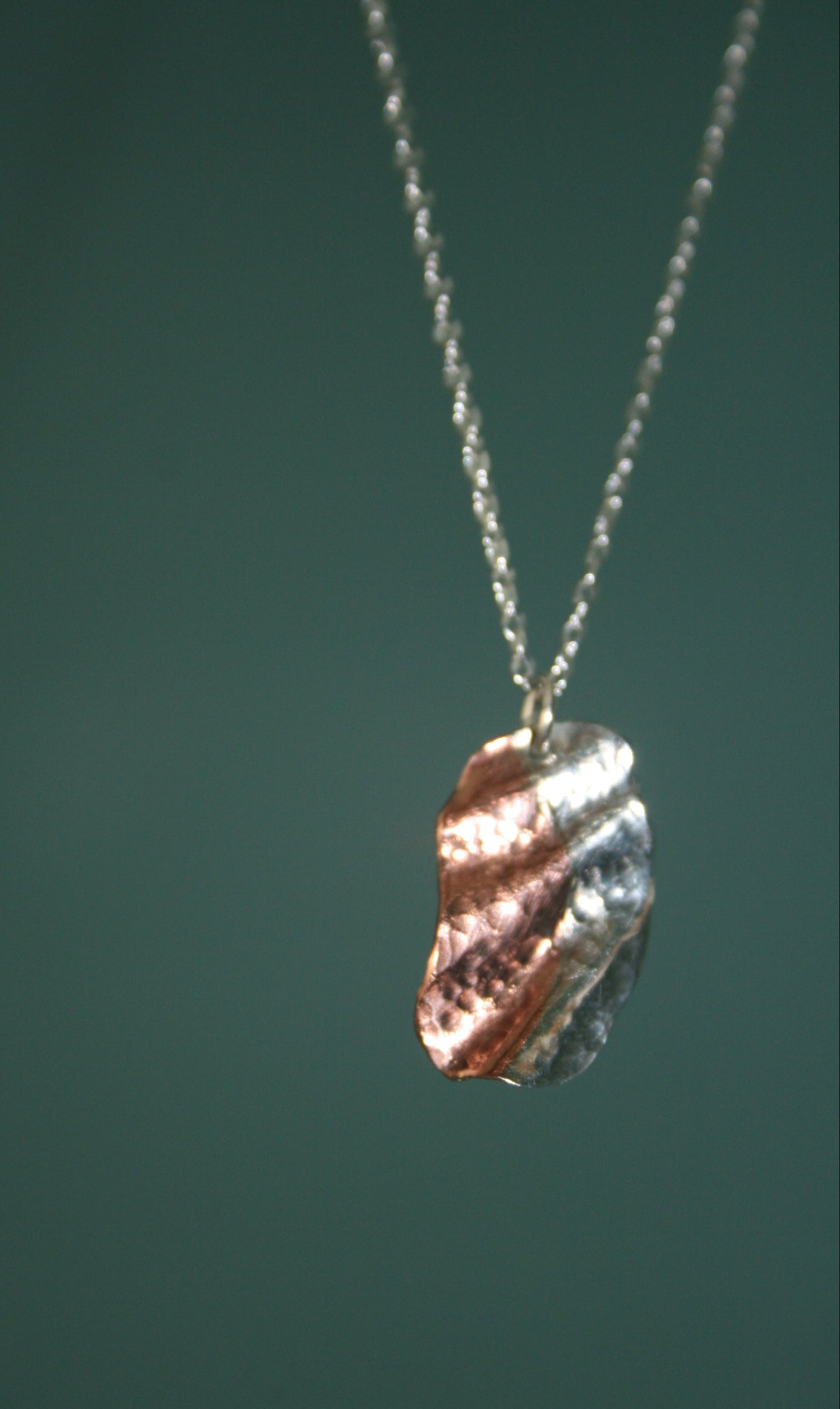 Hammered Wavy Silver and Copper Necklace