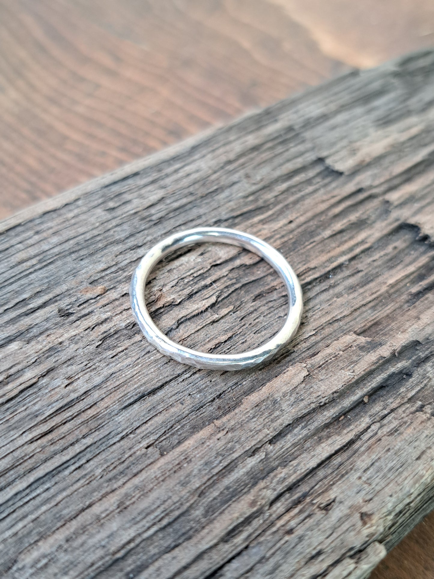 Flat Hammered Sterling Silver Stacker Ring