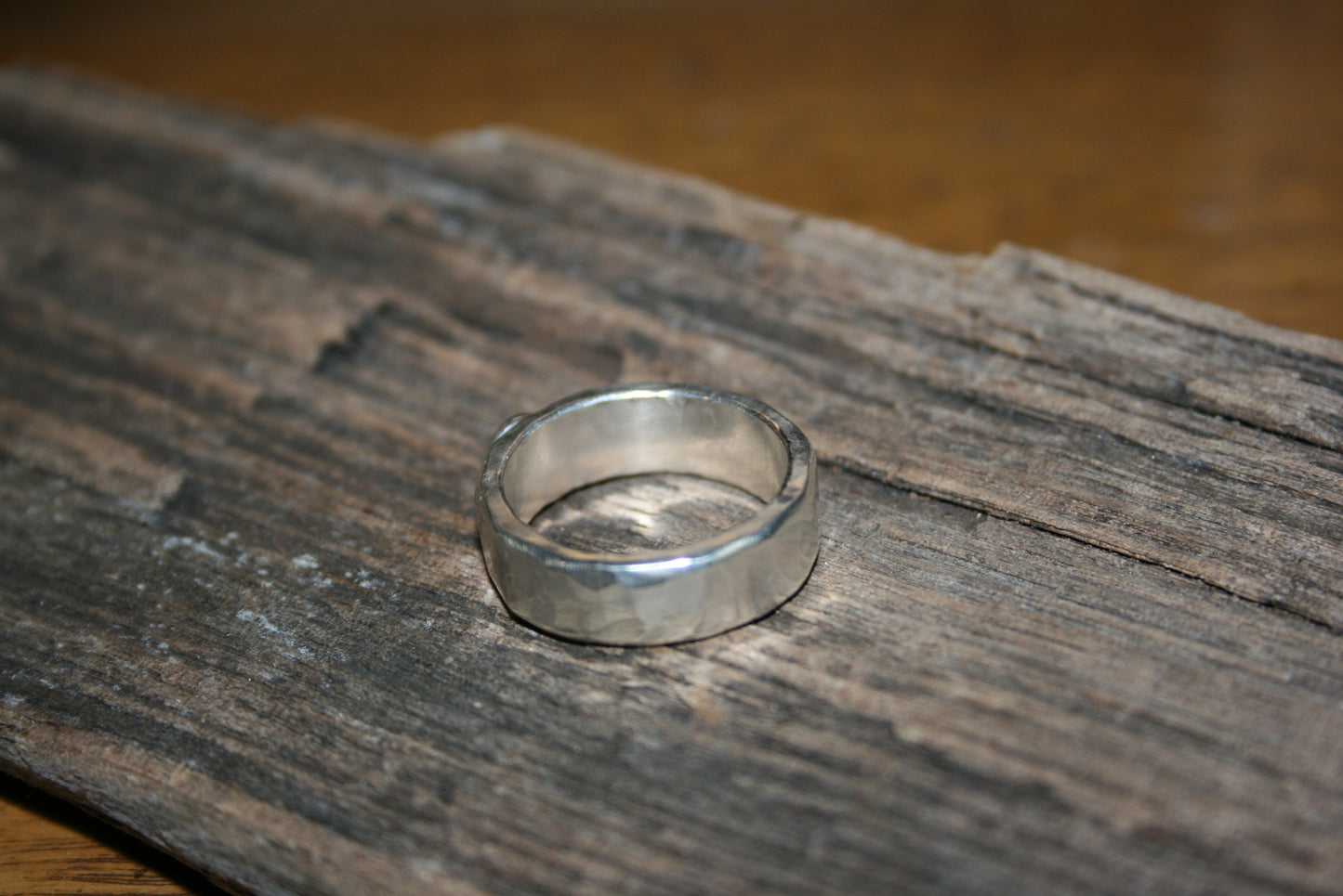 Sterling Silver Black Onxy Hammered Ring - Chunky