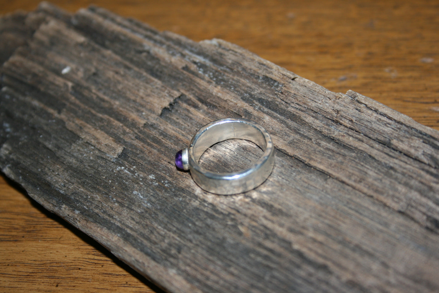 Sterling Silver Amethyst Ring - Chunky