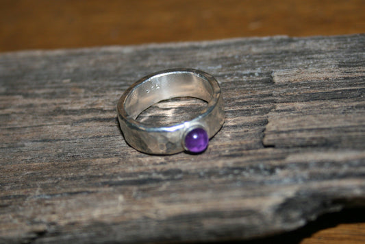 Sterling Silver Amethyst Ring - Chunky