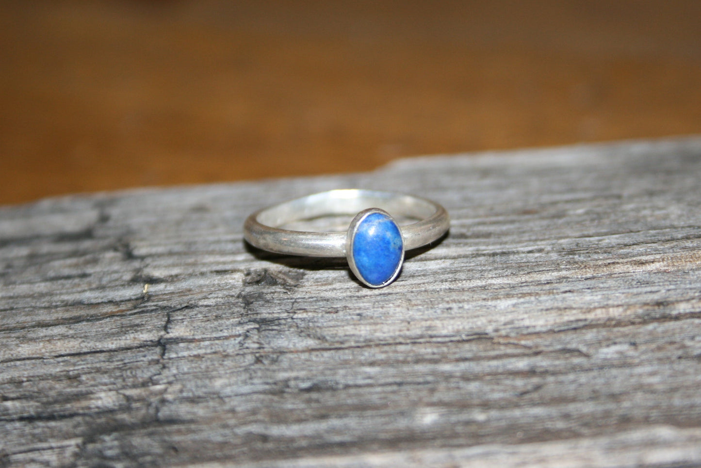 Sterling Silver Oval Lapis Lazuli Ring – Recycled Silver, UK M