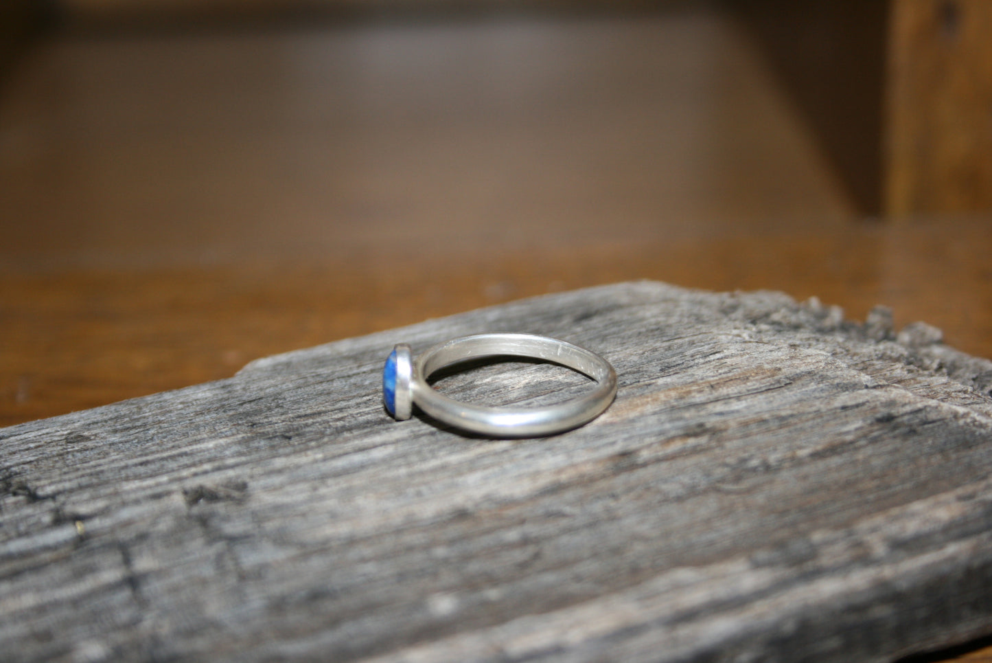 Sterling Silver Oval Lapis Lazuli Ring – Recycled Silver, UK M