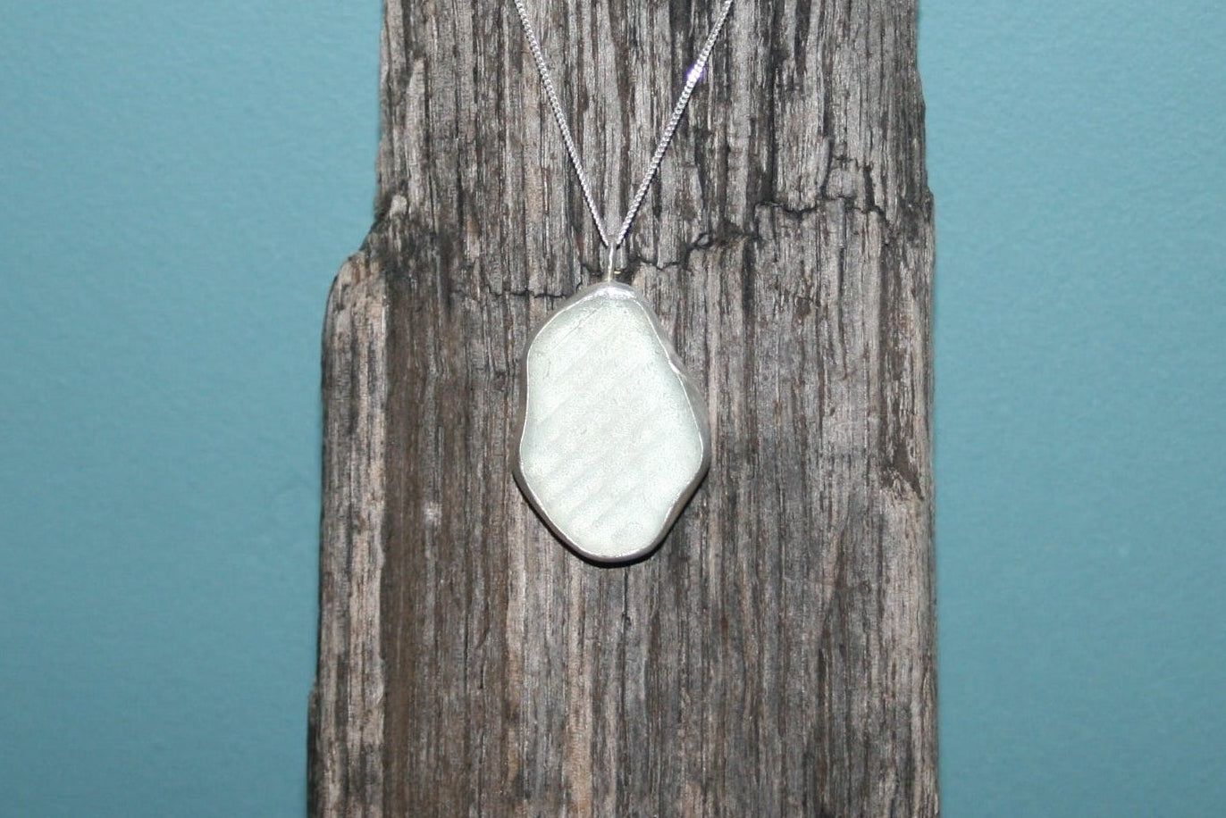 Ribbed Cumbria Sea Glass & Silver Necklace