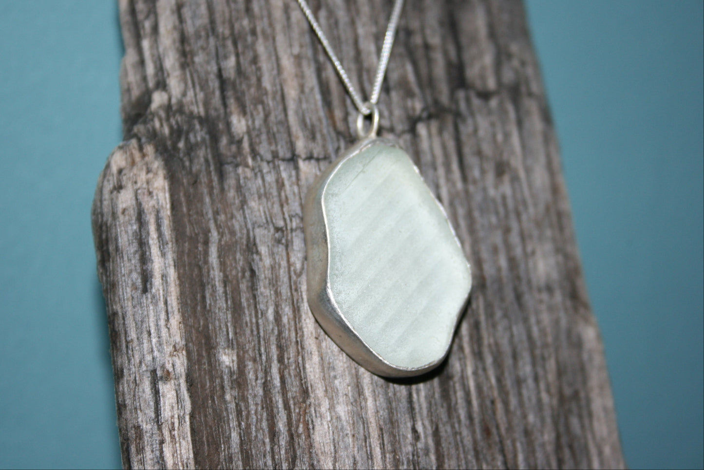 Ribbed Cumbria Sea Glass & Silver Necklace