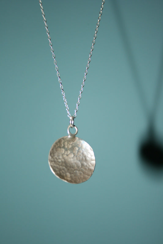 Sterling Silver Hammered Dome Necklace