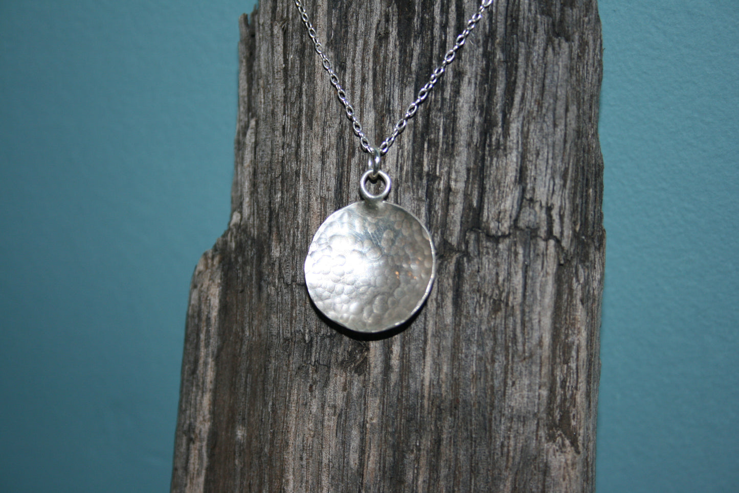 Sterling Silver Hammered Dome Necklace