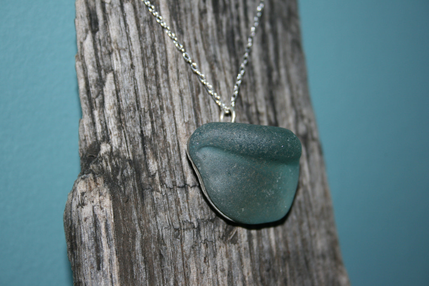 Sterling Silver Backed Sea Glass Necklace