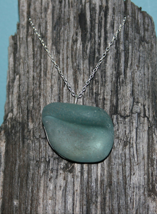 Teal Cumbria Sea Glass & Silver Necklace