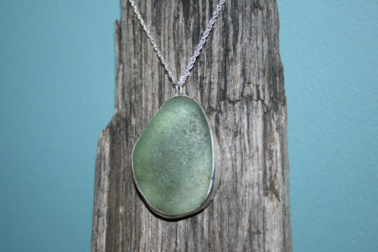 Sea Foam Cumbria Sea Glass Silver Necklace