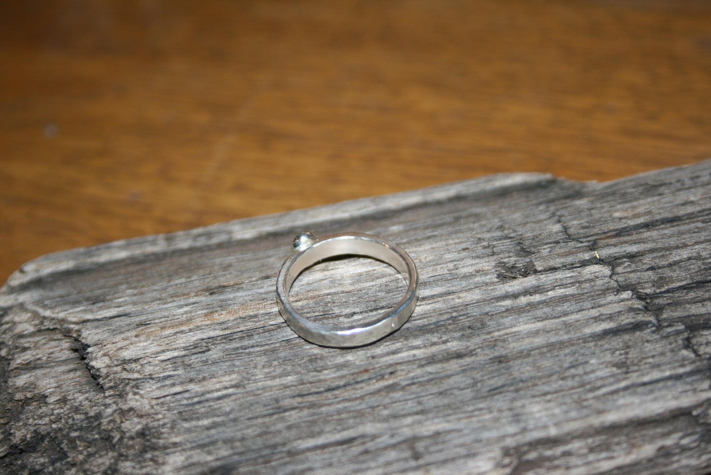 Sterling Silver Lapis Lazuli Ring – Hammered, UK M