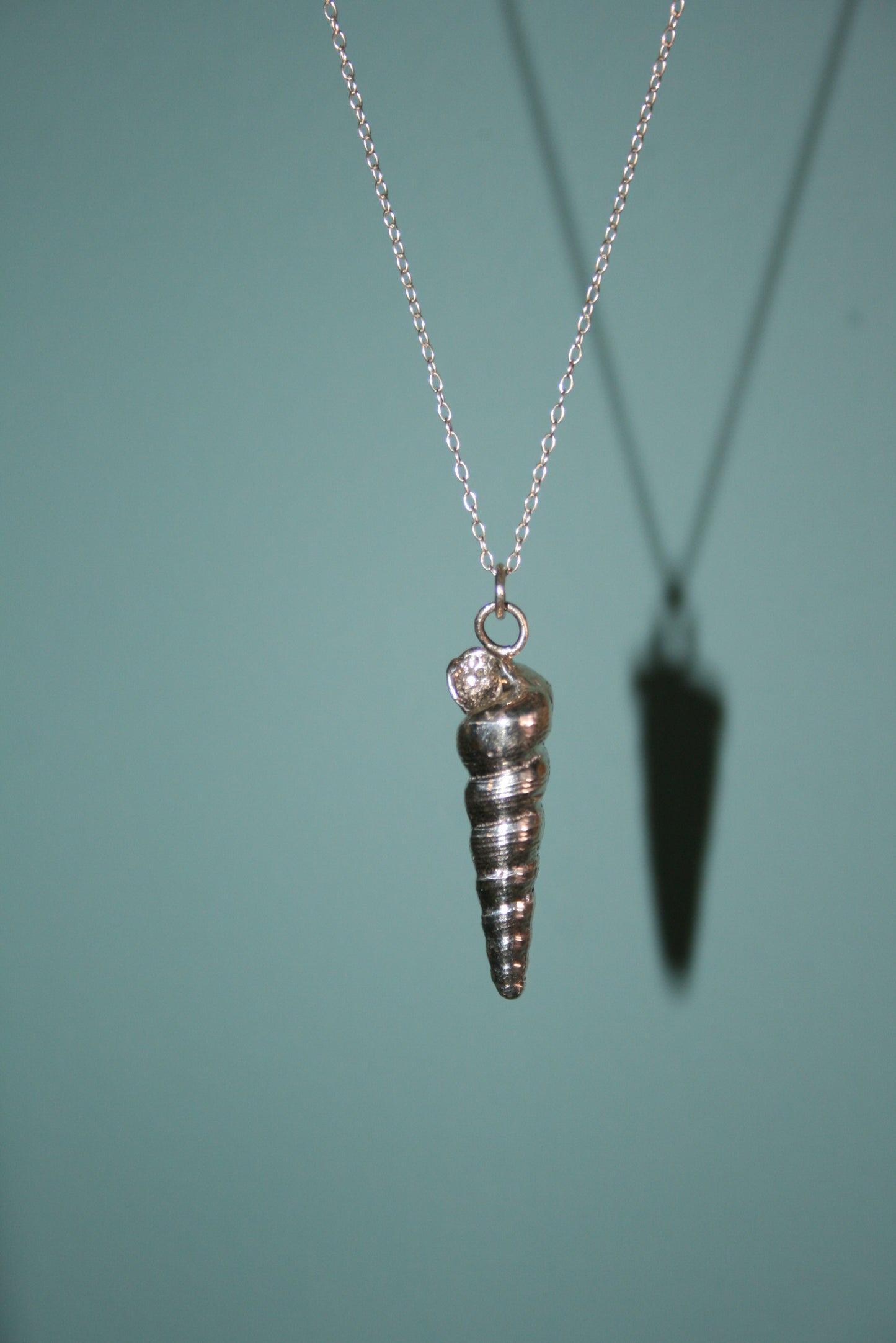 Sterling Silver Wentletrap Shell Necklace - Sand Cast
