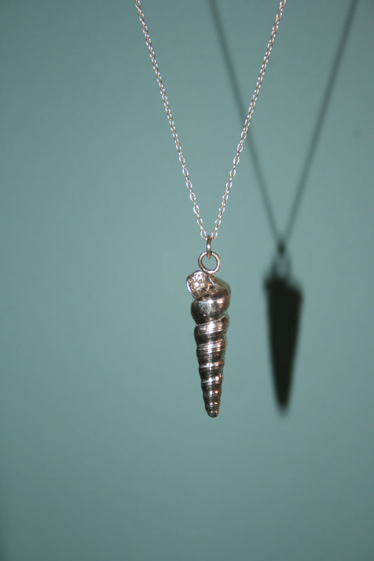 Sterling Silver Wentletrap Shell Necklace - Sand Cast
