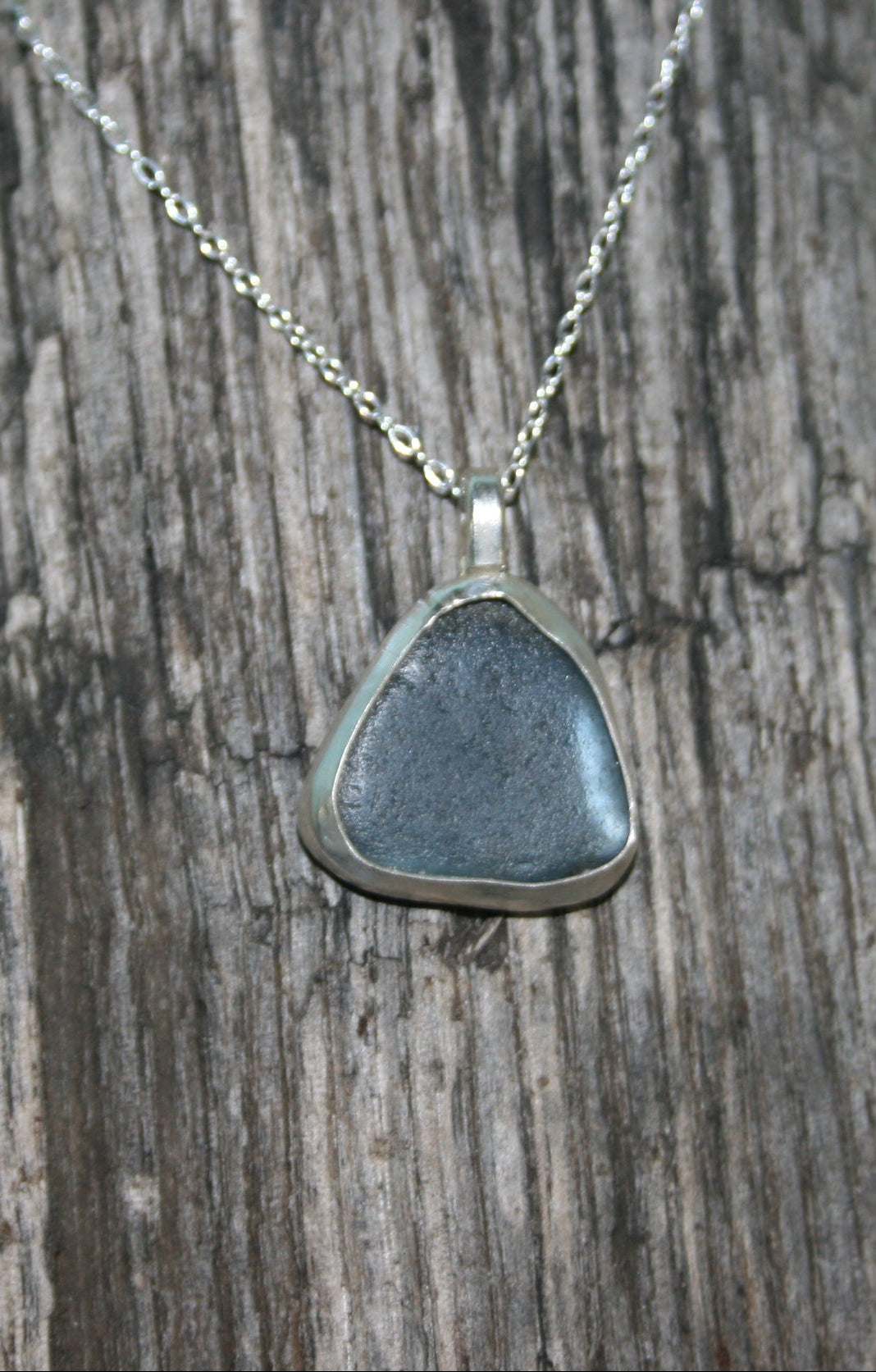 Cornflower Blue Sea Glass Silver Necklace