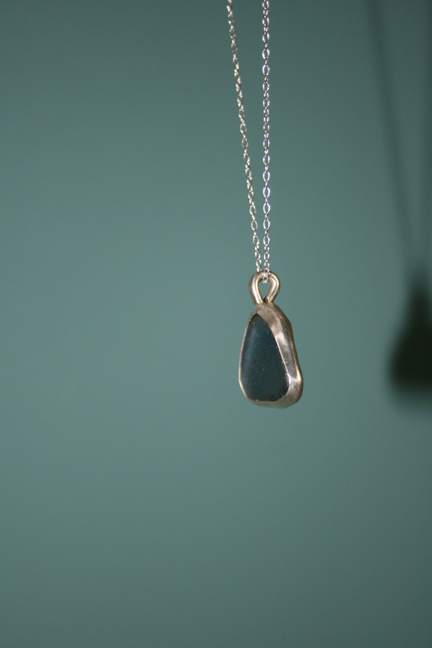 Cornflower Blue Sea Glass Silver Necklace