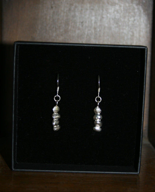Pebble Drop Earrings – Recycled Sterling Silver