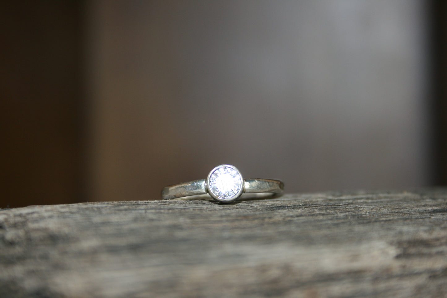 Sterling Silver Cubic Zirconia Ring  –  UK O