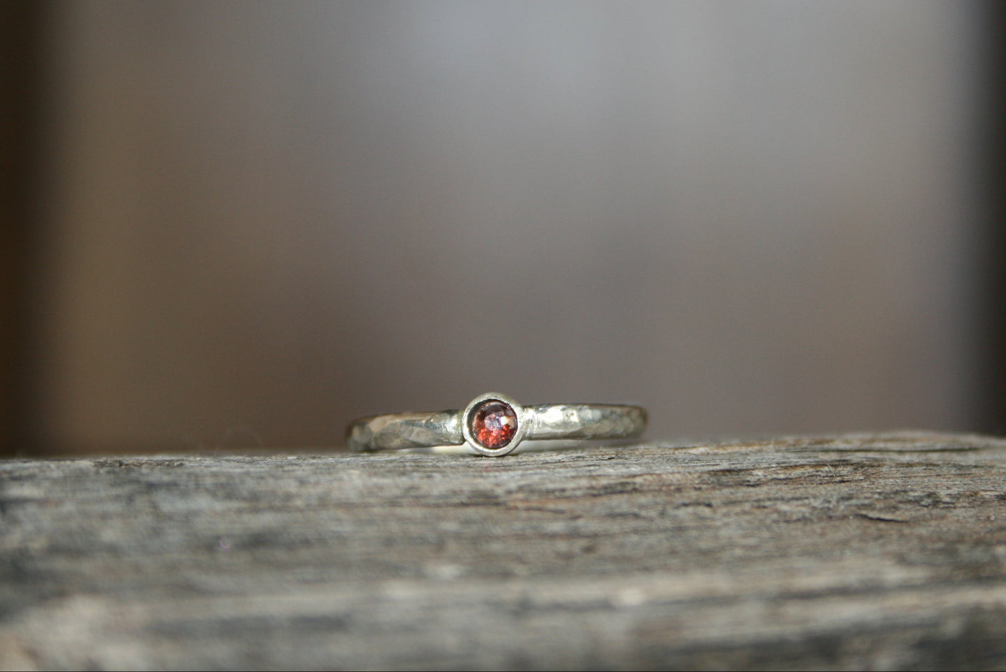 Sterling Silver Garnet Ring –  UK L