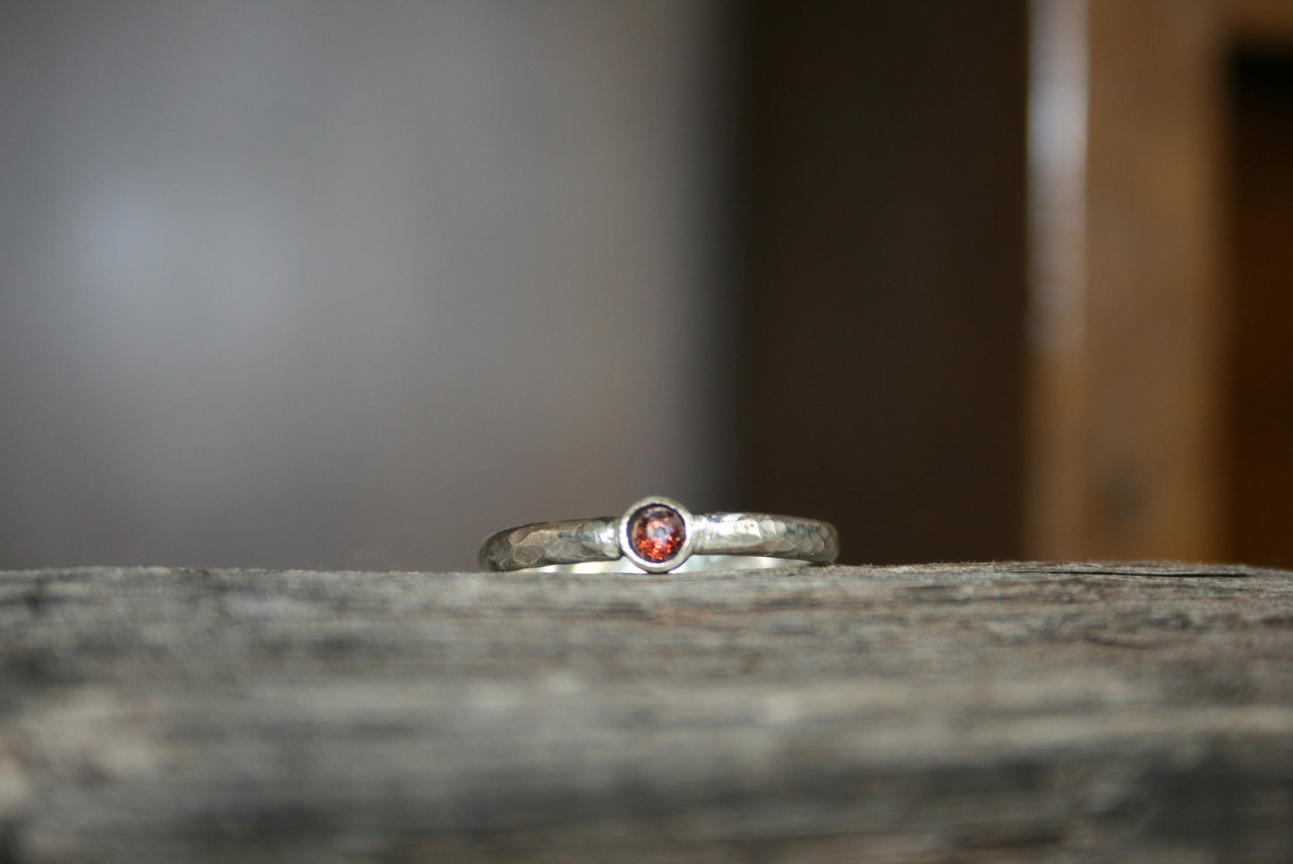 Sterling Silver Garnet Ring –  UK L