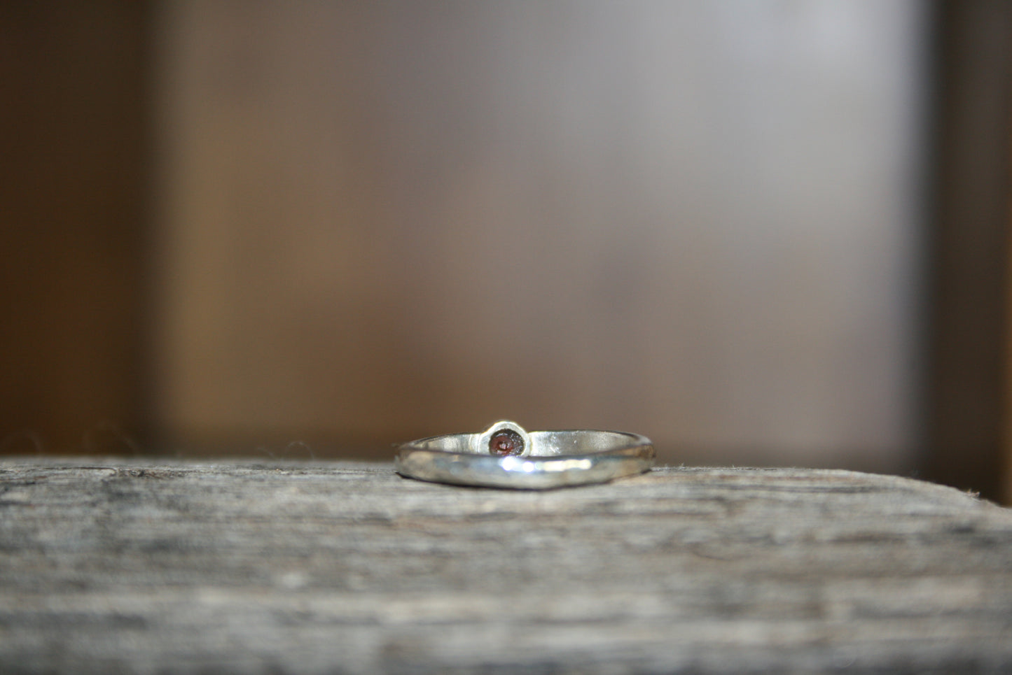 Sterling Silver Garnet Ring –  UK L