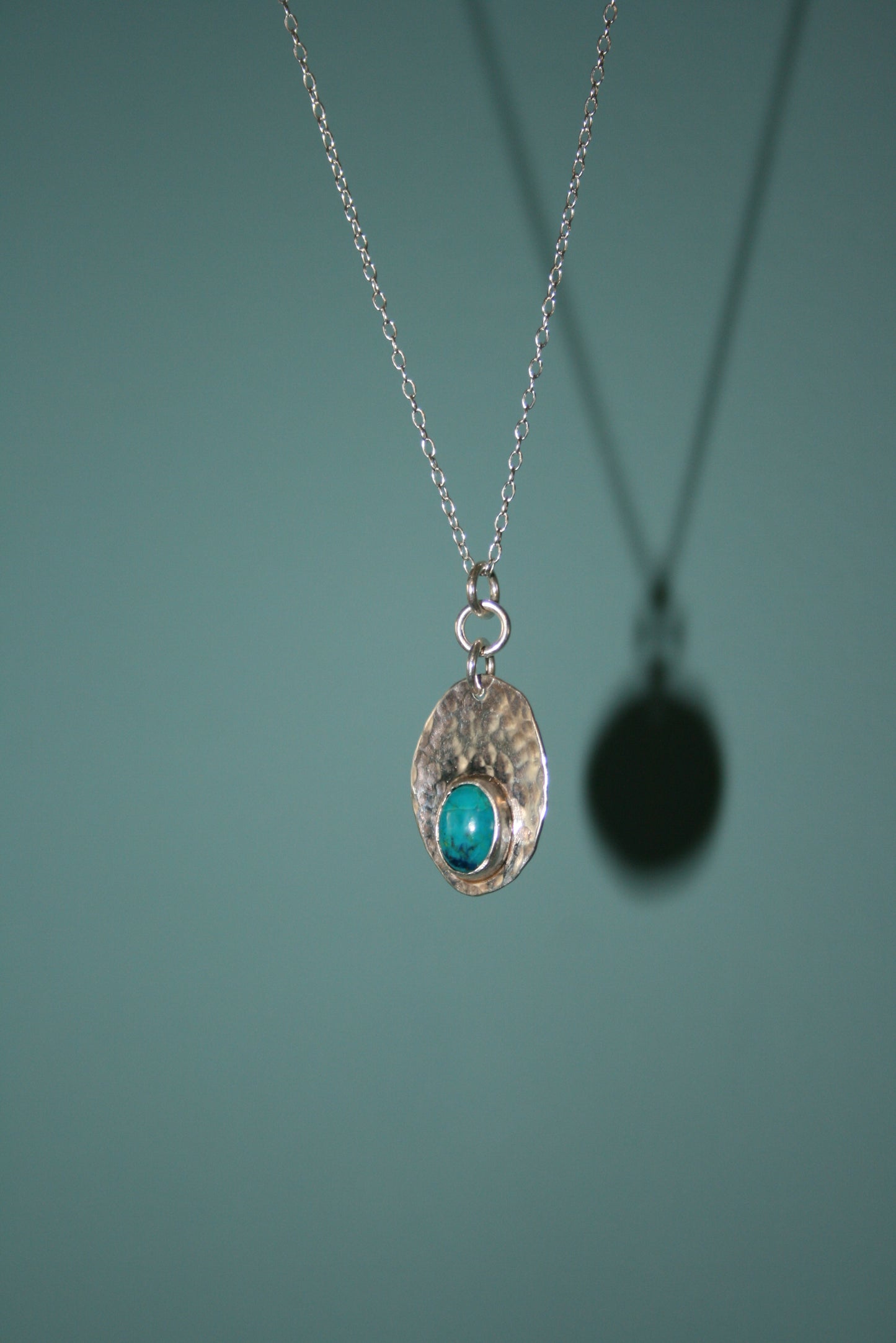 Oval Chrysocolla Sterling Silver Backplate Necklace