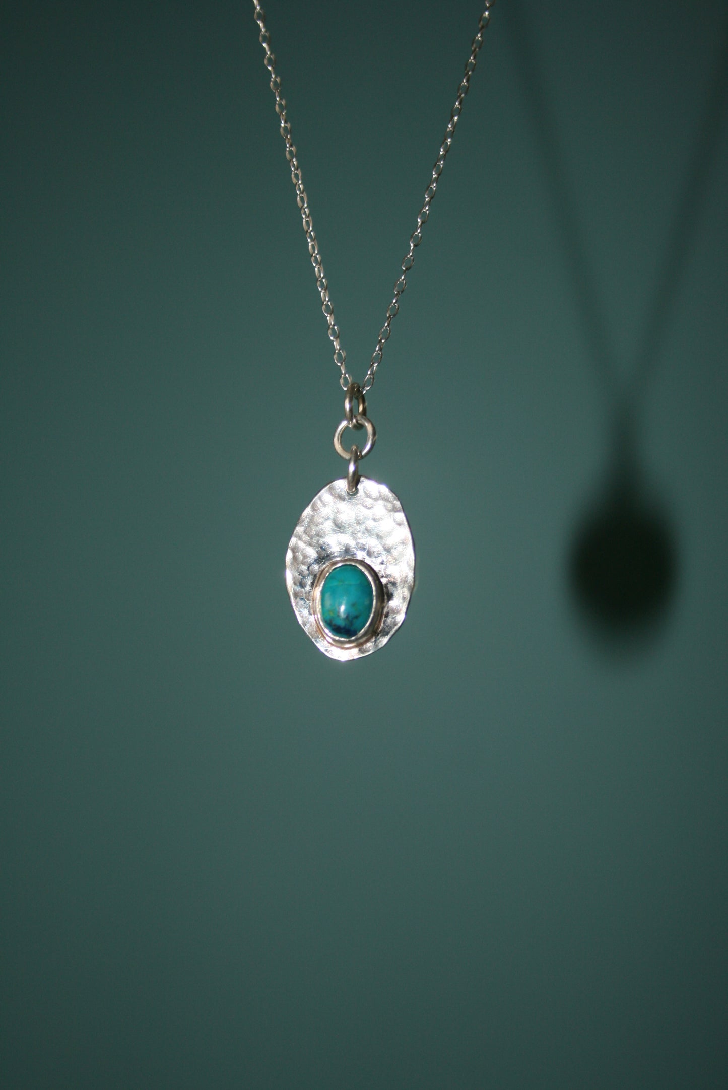 Oval Chrysocolla Sterling Silver Backplate Necklace