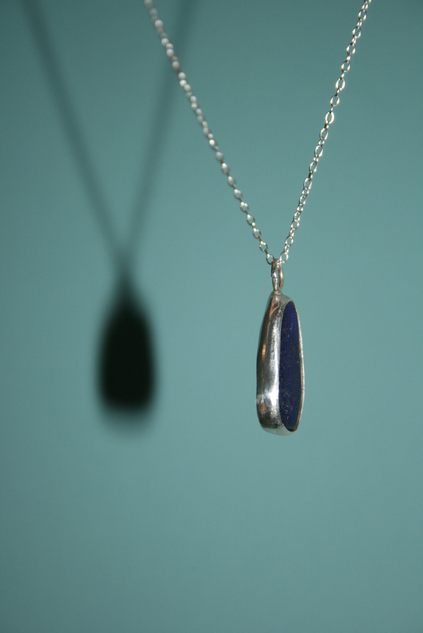 Cobalt Blue Sea Glass Silver Necklace