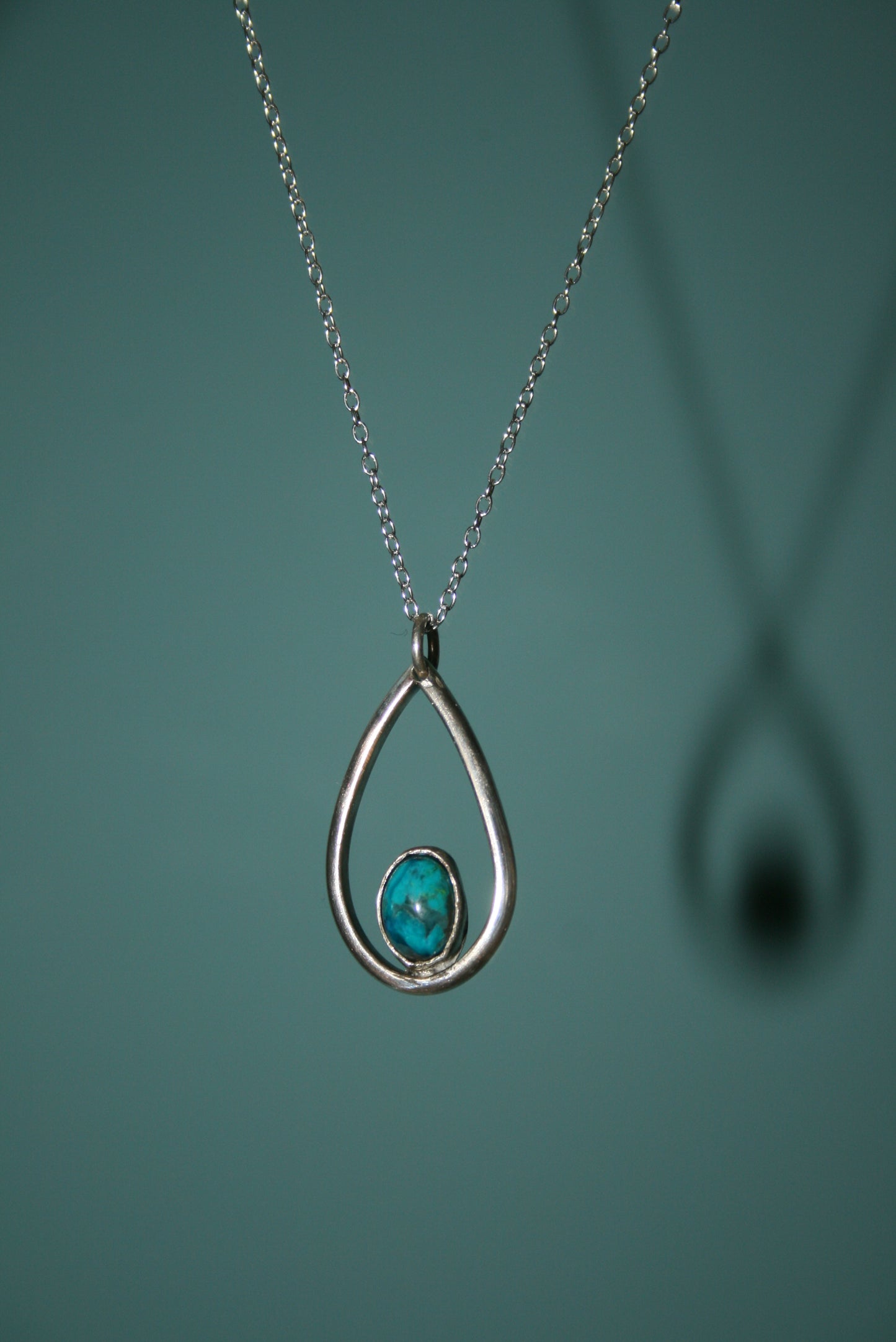 Teardrop Chrysocolla Sterling Silver Necklace