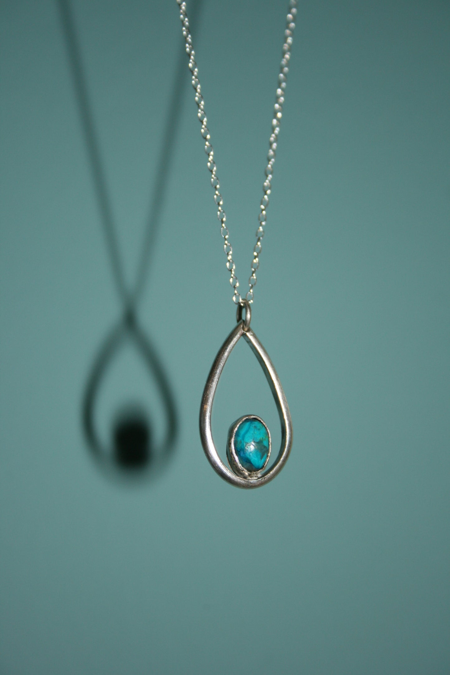 Teardrop Chrysocolla Sterling Silver Necklace